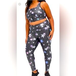 Torrid Core Active NWOT Shiny Metallic Stars Set 3 22/24 - Leggings Sports Bra